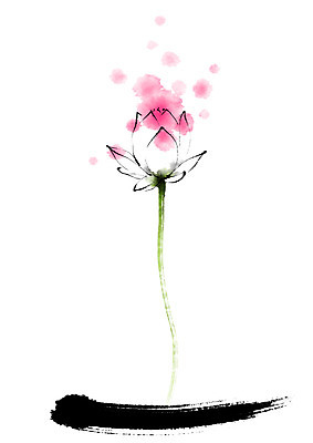 PSD 식물 꽃 일러스트 캘리그라피 붓터치 연꽃 사람없음 국내일러스트 파일형식