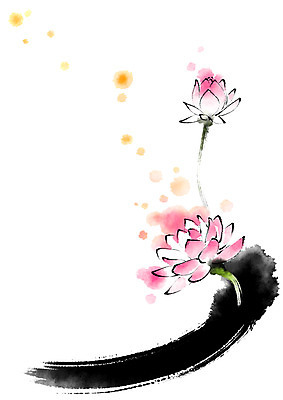 PSD 식물 꽃 일러스트 캘리그라피 붓터치 연꽃 사람없음 국내일러스트 파일형식