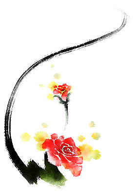 PSD 식물 꽃 일러스트 캘리그라피 붓터치 사람없음 장미 국내일러스트 파일형식