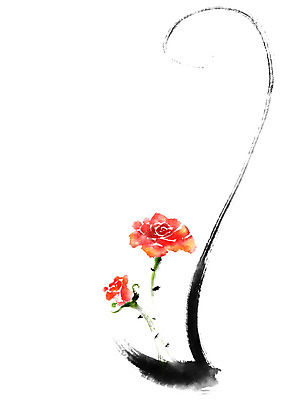 PSD 식물 꽃 일러스트 캘리그라피 붓터치 사람없음 장미 국내일러스트 파일형식