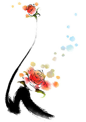 PSD 식물 꽃 일러스트 캘리그라피 붓터치 사람없음 장미 국내일러스트 파일형식