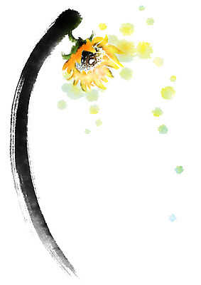 PSD 식물 꽃 일러스트 캘리그라피 붓터치 해바라기 사람없음 국내일러스트 파일형식