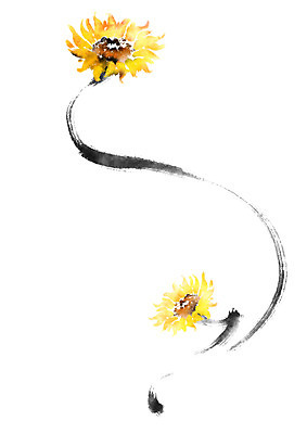 PSD 식물 꽃 일러스트 캘리그라피 붓터치 해바라기 사람없음 국내일러스트 파일형식