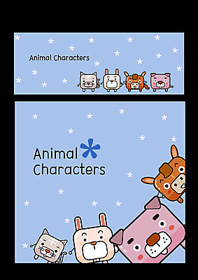 캐릭터 동물캐릭터 일러스트 사람없음 세트 귀여움 고양이 토끼 말_동물 강아지 일러캐릭터 AI파일 동물 컨셉 포유류 반려동물 개 파일형식 벡터