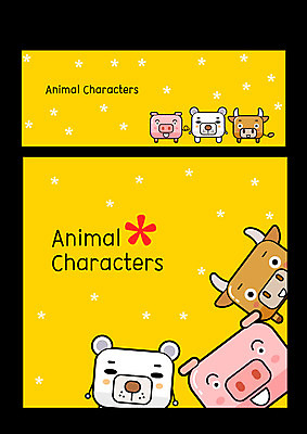 캐릭터 동물캐릭터 일러스트 곰 사람없음 세트 귀여움 돼지 소 일러캐릭터 AI파일 동물 컨셉 포유류 파일형식 벡터