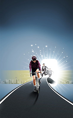 PSD 편집이미지 남자 도로 비즈니스 성공 성인 세명 30대 달리기 자전거 경쟁 한국인 비즈니스맨 성인남자만 이미지편집 길 컨셉 교통시설 모션 사람 동양인 장년 바이크 직장인 남자만 성인만 파일형식