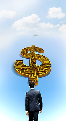 PSD 편집이미지 남자 비즈니스 성공 한명 상반신 20대 성인 뒷모습 달러 한국인 비즈니스맨 미로 성인남자한명만 이미지편집 1 뷰포인트 컨셉 돈 사람 동양인 청년 직장인 남자한명만 성인남자만 파일형식