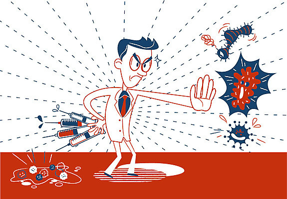 전신 남자 일러스트 주사기 한명 성인 바이러스 전문직 예방 감염 전염 백신 퇴치 국내일러스트 AI파일 직업 1 컨셉 의학 의료기기 사람 질병 파일형식 벡터