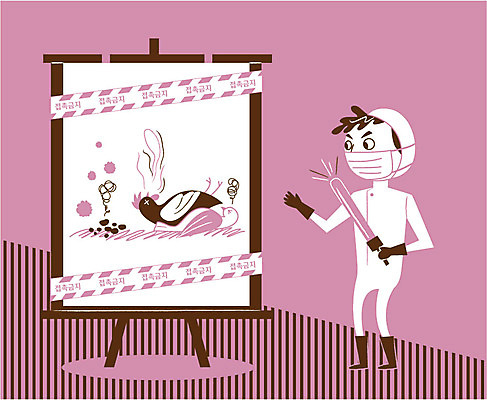 전신 남자 일러스트 조류 마스크 한명 성인 금지 바이러스 전문직 예방 감염 전염 경찰봉 배설물 시체 경로 조류독감 퇴치 국내일러스트 AI파일 동물 직업 1 컨셉 사람 질병 전염병 파일형식 벡터