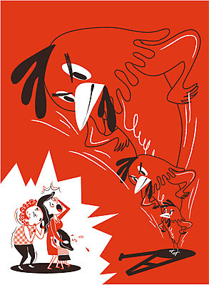 전신 여자 남자 어린이 일러스트 가족 조류 세마리 성인 세명 닭 바이러스 무서움 공포 감염 전염 조류독감 국내일러스트 AI파일 동물 감정 관계 3 사람 질병 전염병 파일형식 벡터