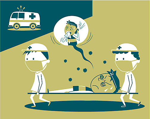 전신 남자 일러스트 여러명 성인 고통 응급 바이러스 구급차 구조원 전화기 감염 들것 응급상황 국내일러스트 AI파일 직업 감정 다수 자동차 사람 긴급 파일형식 벡터