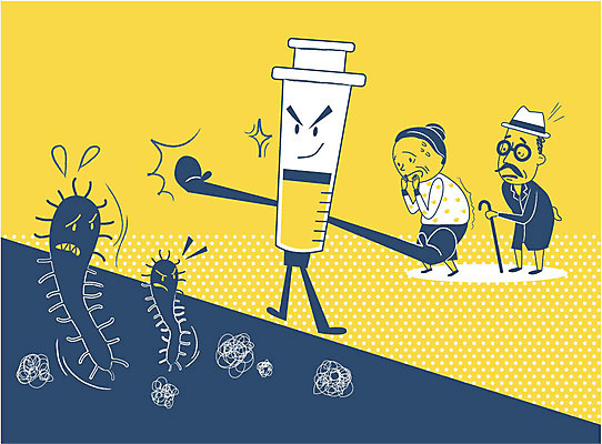 전신 여자 노년 남자 일러스트 주사기 두명 수비 바이러스 예방 감염 전염 박테리아 백신 국내일러스트 AI파일 의학 의료기기 모션 사람 성인 질병 파일형식 벡터