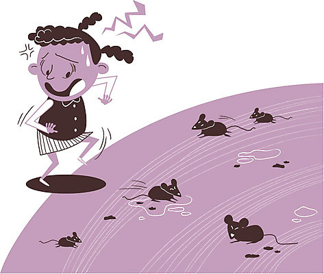 전신 여자 어린이 일러스트 한명 바이러스 쥐 무서움 공포 감염 전염 배설물 국내일러스트 AI파일 1 감정 사람 질병 설치류 파일형식 벡터