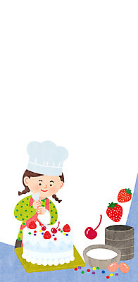 PSD 여자 어린이 일러스트 딸기 프레임 요리 한명 상반신 케이크 딸기케이크 프레임일러스트 소녀한명만 방과후 국내일러스트 1 교육 과일 디저트 사람 여자한명만 소녀만 파일형식