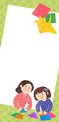 PSD 여자 어린이 일러스트 프레임 상반신 두명 교사 학 종이접기 색종이 프레임일러스트 여자만 방과후 국내일러스트 직업 교육 종이 조류 사람 접기 파일형식