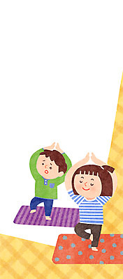 전신 PSD 여자 남자 어린이 일러스트 요가 교실 프레임 두명 운동 매트 프레임일러스트 방과후 국내일러스트 웰빙 교육 학교 건강 사람 파일형식