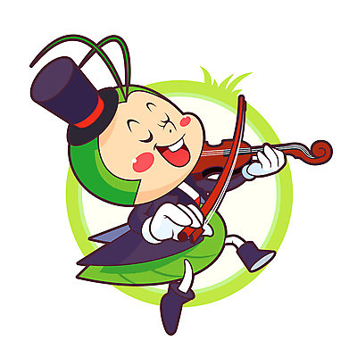 캐릭터 한마리 일러스트 의인화 사람없음 귀여움 바이올린 곤충캐릭터 베짱이 일러캐릭터 AI파일 1 곤충 컨셉 현악기 파일형식 벡터