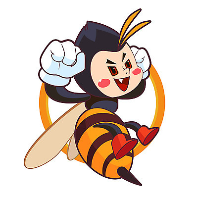 캐릭터 한마리 일러스트 의인화 사람없음 귀여움 말벌 곤충캐릭터 일러캐릭터 AI파일 1 곤충 컨셉 벌_곤충 파일형식 벡터