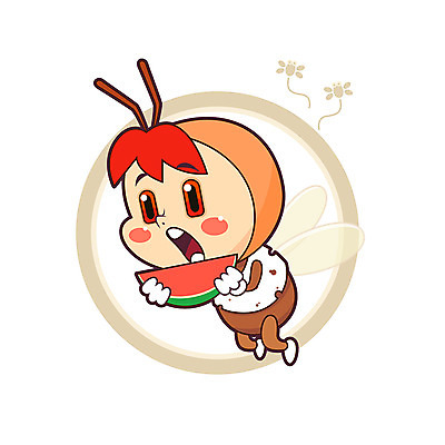 캐릭터 한마리 일러스트 수박 의인화 사람없음 귀여움 곤충캐릭터 파리_프랑스 파리_곤충 초파리 일러캐릭터 AI파일 1 곤충 컨셉 과일 프랑스 파일형식 벡터