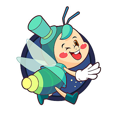 캐릭터 한마리 일러스트 의인화 사람없음 귀여움 곤충캐릭터 반딧불이 일러캐릭터 AI파일 1 곤충 컨셉 파일형식 벡터