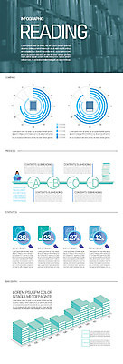 일러스트 돋보기 그래프 책장 사람없음 책 독서 인포그래픽 원형 막대그래프 국내일러스트 AI파일 도형 가구 파일형식 벡터