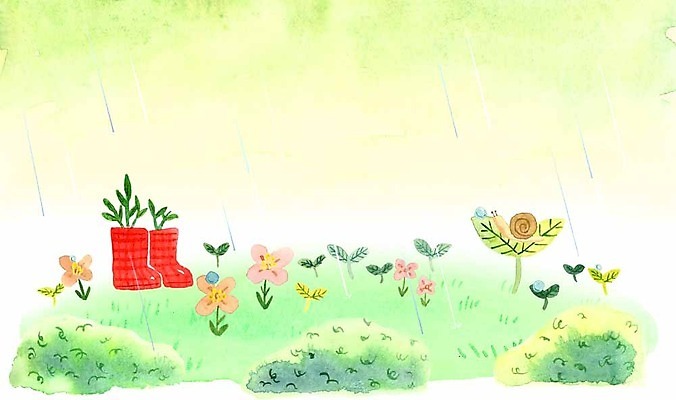 PSD 계절 꽃 일러스트 초원 사람없음 새싹 봄 물방울 비 달팽이 계절백그라운드 봄배경 국내일러스트 자연요소 식물 백그라운드 날씨 연체동물 파일형식