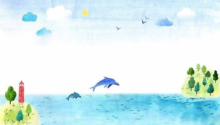 PSD 나무 구름 계절 바다 일러스트 등대 사람없음 여름 태양 언덕 돌고래 계절백그라운드 여름배경 국내일러스트 자연요소 식물 백그라운드 포유류 수중동물 파일형식