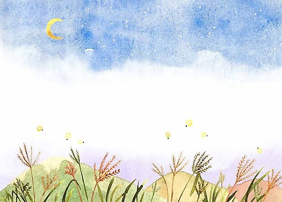 PSD 계절 별 일러스트 하늘 산 갈대 사람없음 달 가을 야간 계절백그라운드 반딧불이 가을배경 국내일러스트 자연요소 식물 곤충 백그라운드 파일형식 가을_계절