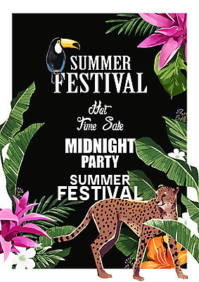 PSD 식물 꽃 잎 일러스트 나뭇잎 열대 사람없음 열대식물 치타 큰부리새 트로피컬아트 국내일러스트 포유류 조류 그림 파일형식