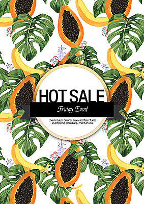 PSD 식물 ZIP 잎 패턴 과일 일러스트 나뭇잎 열대 바나나 사람없음 세일 열대식물 열대과일 파파야 트로피컬아트 국내일러스트 무늬 그림 파일형식