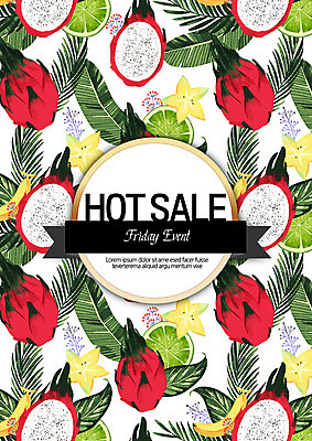 PSD 식물 ZIP 잎 패턴 과일 일러스트 나뭇잎 열대 바나나 사람없음 세일 열대식물 열대과일 용과 트로피컬아트 국내일러스트 무늬 그림 파일형식