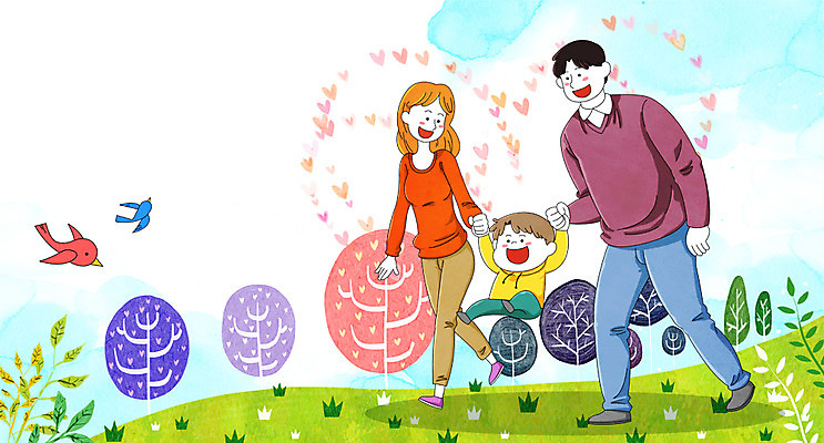 전신 PSD 나무 여자 남자 꽃 아들 어린이 일러스트 가족 조류 엄마 웃음 성인 세명 화목 봄 하트 아빠 봄소풍 국내일러스트 모양 식물 동물 계절 컨셉 관계 표정 사람 소풍 파일형식