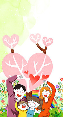 PSD 나무 여자 남자 꽃 딸 아들 어린이 포즈 무지개 일러스트 가족 엄마 여러명 상반신 성인 화목 봄 하트 아빠 국내일러스트 자연요소 모양 식물 계절 다수 컨셉 관계 사람 파일형식