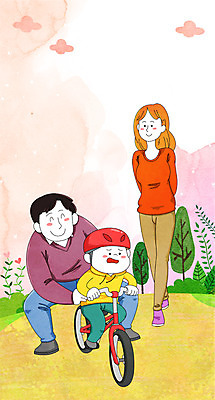 전신 PSD 나무 여자 남자 꽃 아들 어린이 일러스트 가족 엄마 웃음 성인 세명 자전거 화목 봄 하트 아빠 국내일러스트 모양 식물 계절 컨셉 관계 표정 사람 바이크 파일형식