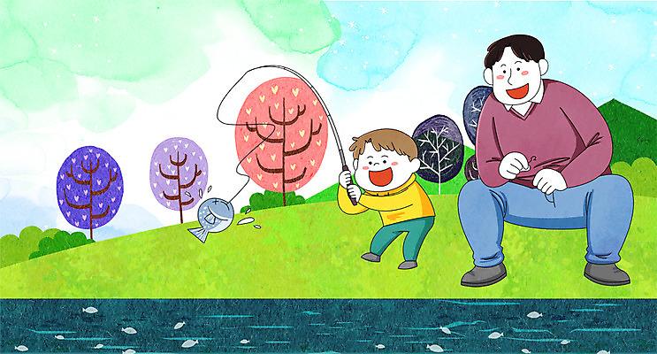 전신 PSD 나무 남자 아들 일러스트 가족 낚시 웃음 성인 두명 화목 봄 아빠 국내일러스트 식물 계절 컨셉 관계 레저 표정 사람 파일형식