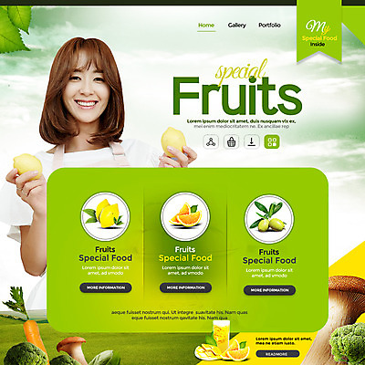 PSD 템플릿 여자 웹템플릿 채소 이벤트페이지 한명 미소 이벤트 상반신 20대 성인 연두색 버섯 한국인 레몬 성인여자한명만 이미지템플릿 1 과일 표정 사람 동양인 청년 초록색 페이지 여자한명만 성인여자만 파일형식