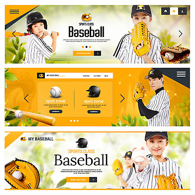 PSD 템플릿 배너 여자 남자 어린이 웹템플릿 여러명 20대 성인 10대 주황색 한국인 야구방망이 야구글러브 야구공 이벤트배너 웹배너 이미지템플릿 컬러 다수 공 청소년 사람 동양인 청년 야구용품 글러브 파일형식