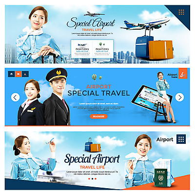 PSD 템플릿 배너 여자 남자 웹템플릿 하늘색 비행기 여러명 20대 성인 태블릿 캐리어 한국인 파일럿 승무원 여권 이벤트배너 웹배너 이미지템플릿 직업 다수 항공교통 대중교통 사람 동양인 청년 파란색 전자제품 스마트기기 여행가방 파일형식