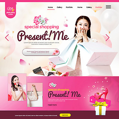 PSD 템플릿 여자 구두 분홍색 웹템플릿 이벤트페이지 이벤트 20대 성인 세명 선물상자 쇼핑 쇼핑백 세일 한국인 성인여자만 이미지템플릿 컬러 신발 가방 선물 사람 동양인 청년 상자 페이지 여자만 성인만 파일형식