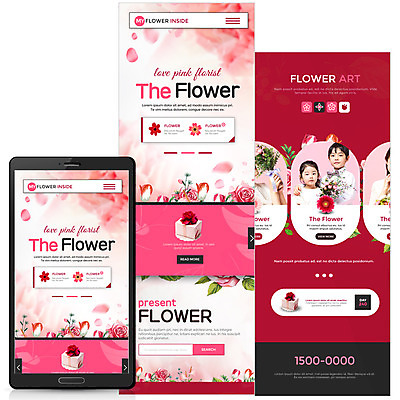 PSD 템플릿 여자 남자 꽃 어린이 분홍색 웹템플릿 모바일 두명 선물상자 스마트폰 한국인 모바일템플릿 모바일웹 이미지템플릿 식물 컬러 선물 사람 동양인 핸드폰 스마트기기 상자 파일형식