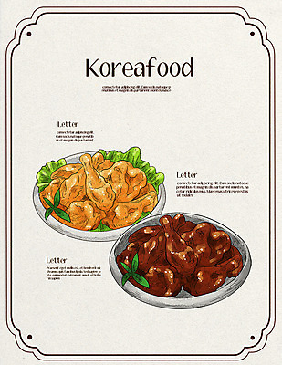 PSD 한식 음식 일러스트 사람없음 치킨 프라이드치킨 양념치킨 국내일러스트 닭고기요리 파일형식
