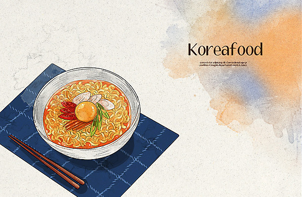 PSD 한식 음식 일러스트 젓가락 사람없음 라면 분식 국내일러스트 수저 면류 파일형식