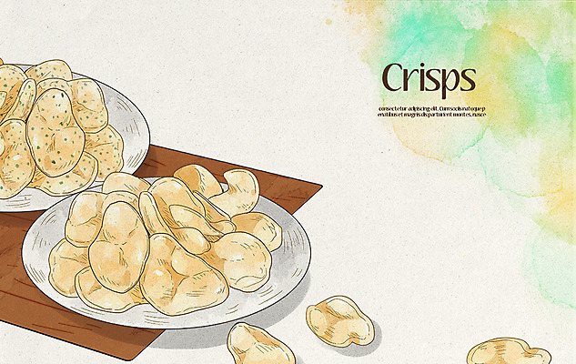 PSD 그릇 음식 일러스트 사람없음 과자 감자칩 국내일러스트 식기 디저트 칩_음식 파일형식