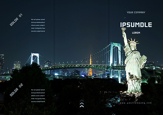 템플릿 편집 표지디자인 북디자인 출판디자인 표지 리플렛 여행 북커버 3단접지 빌딩 팜플렛 사람없음 관광지 도시 야간 뉴욕 자유의여신상 가교 이미지템플릿 AI파일 자연요소 건축물 건물 미국 세계문화유산 파일형식 벡터