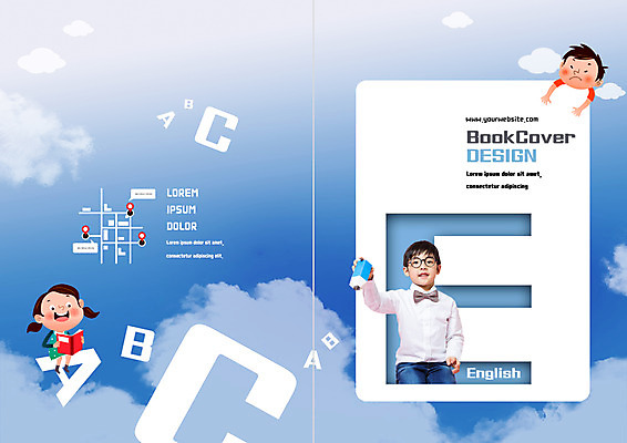 PSD 구름 템플릿 편집 표지디자인 북디자인 알파벳 출판디자인 여자 어린이교육 교육 표지 남자 어린이 리플렛 북커버 하늘 영어교육 팜플렛 책 세명 연필 한국인 약도 이미지템플릿 자연요소 영어 지도 학용품 사람 동양인 필기구 파일형식