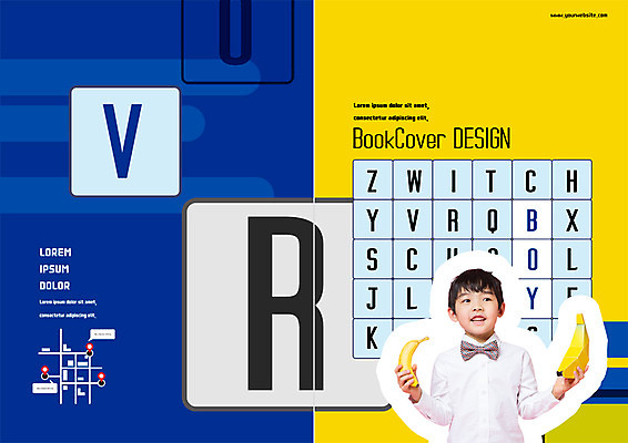 PSD 템플릿 편집 표지디자인 북디자인 알파벳 출판디자인 어린이교육 교육 표지 남자 어린이 리플렛 북커버 바나나 한명 웃음 팜플렛 상반신 유치원생 한국인 약도 이미지템플릿 1 영어 지도 과일 표정 사람 동양인 파일형식