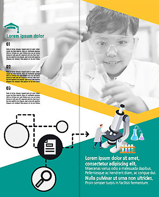 PSD 템플릿 편집 표지디자인 북디자인 출판디자인 어린이교육 교육 남자 내지 어린이 리플렛 과학 2단접지 북커버 돋보기 고글 현미경 실험 팜플렛 두명 한국인 스포이트 플라스크 시험관 이미지템플릿 실험기구 사람 동양인 피펫 파일형식