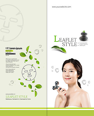 PSD 템플릿 편집 표지디자인 북디자인 출판디자인 여자 표지 리플렛 2단접지 북커버 나뭇잎 한명 웃음 팜플렛 상반신 20대 성인 뷰티 한국인 돌_바위 물방울 마스크팩 마사지기 의료성형뷰티 이미지템플릿 1 잎 표정 사람 동양인 청년 팩 파일형식