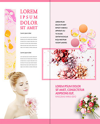 PSD 서양인 템플릿 편집 표지디자인 북디자인 출판디자인 여자 내지 리플렛 꽃다발 2단접지 북커버 한명 팜플렛 상반신 20대 성인 뷰티 눈감음 가루 아이섀도 이미지템플릿 외국인 1 꽃 모션 사람 청년 화장품 파일형식