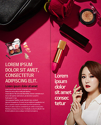 PSD 템플릿 편집 표지디자인 북디자인 출판디자인 여자 내지 리플렛 2단접지 북커버 한명 팜플렛 20대 성인 화장 뷰티 섹시 장미 한국인 립스틱 아이섀도 파우치 의료성형뷰티 이미지템플릿 1 꽃 컨셉 가방 사람 동양인 청년 화장품 파일형식